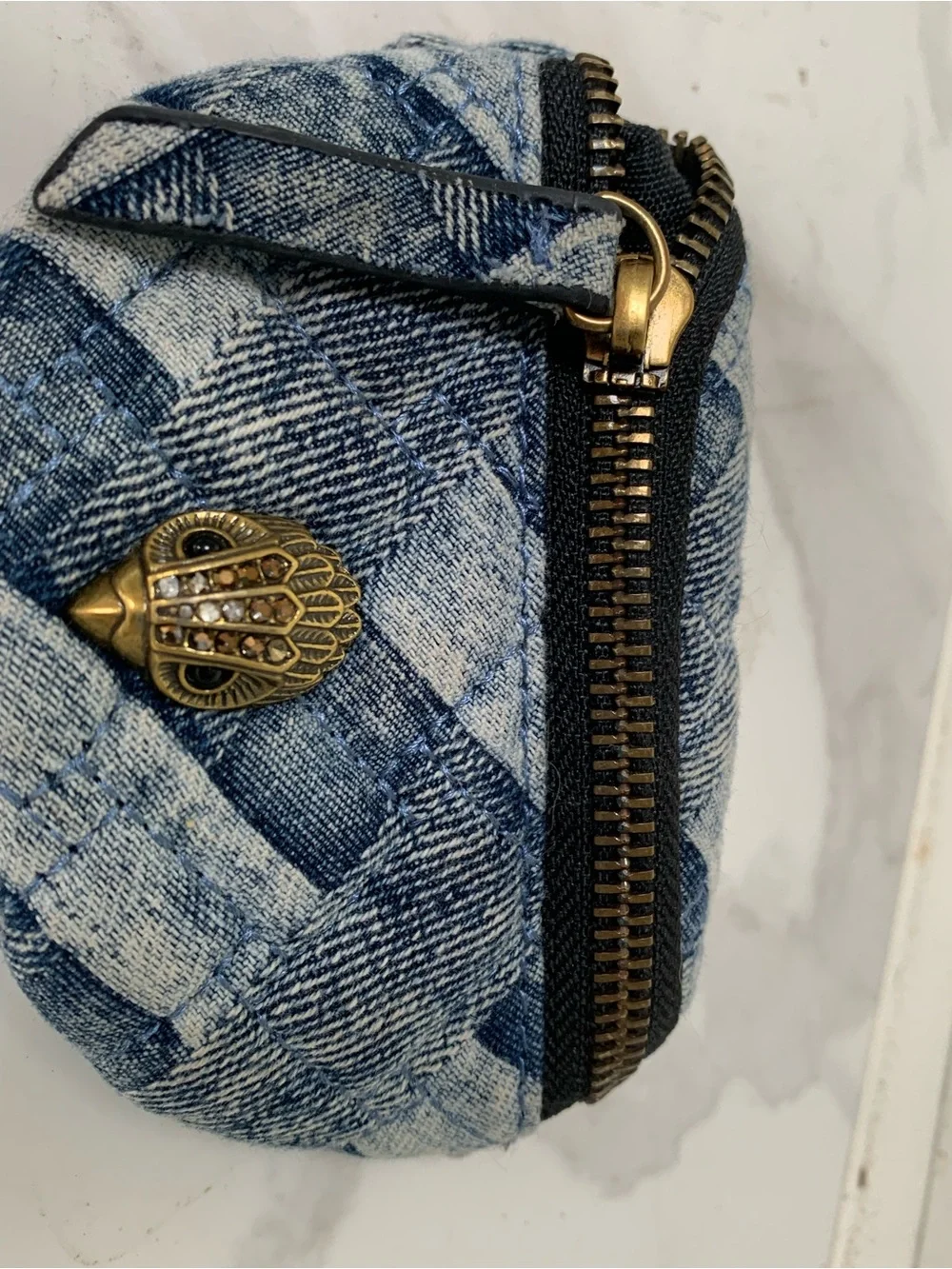 Kurt Geiger London Denim Accessory with Brass Plate
